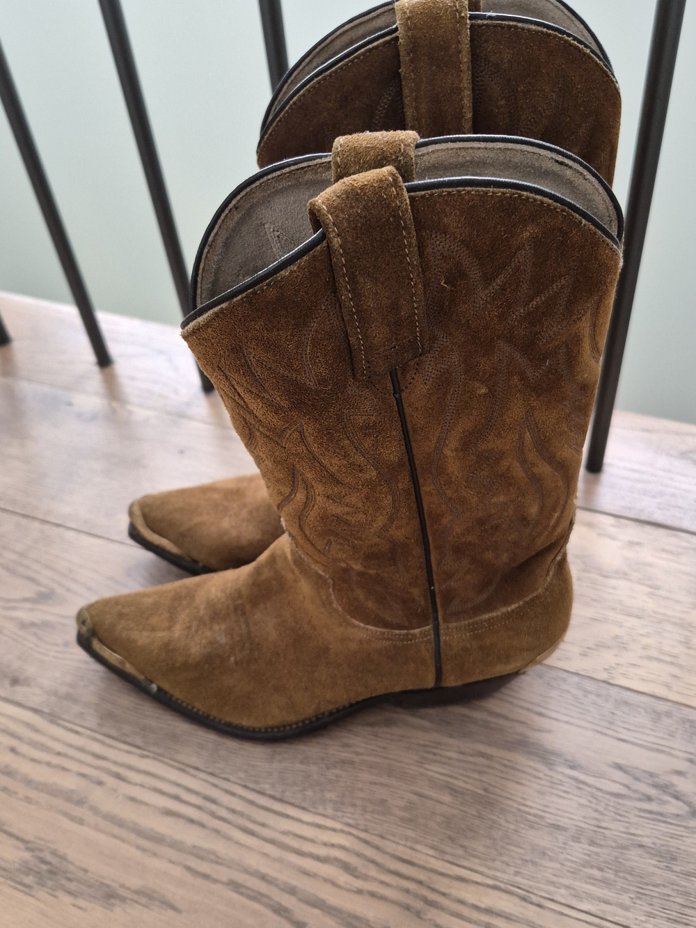 Women's Tan Suede Western Heeled Boots - Picture 2 of 8